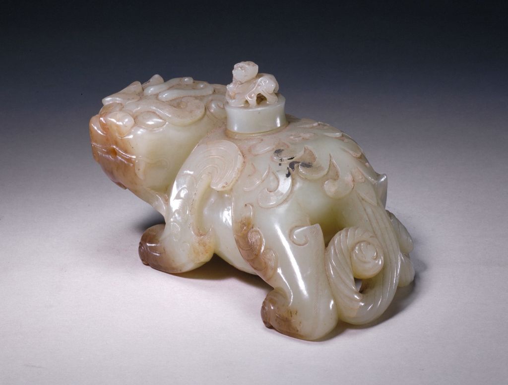 图片[1]-Jade strange animal inkstone drop-China Archive